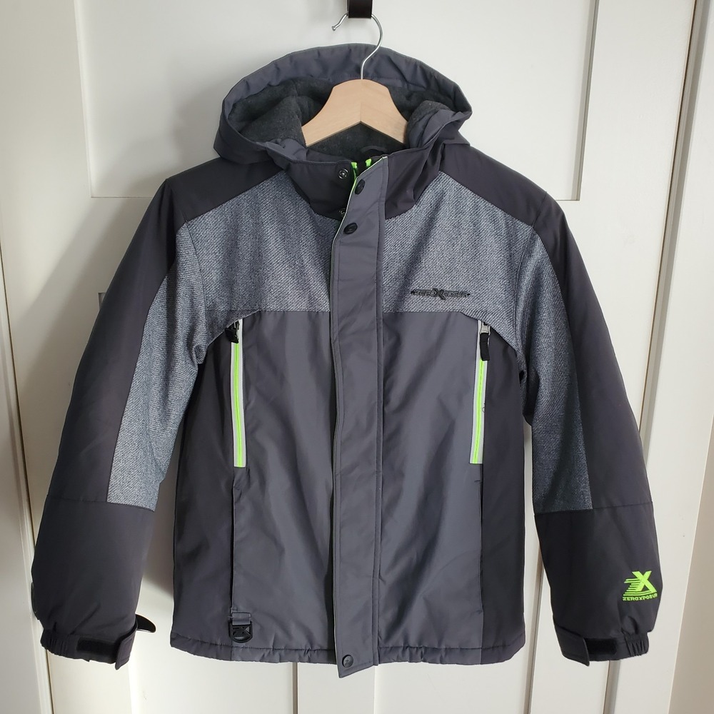 ZeroXposure Winter Jacket Hooded Black Gray Green Boys M 10/12 Play Outside*flaw
